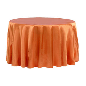 Satin 108" Round Tablecloth - Burnt Orange