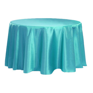 Satin 120" Round Tablecloth - Dark Turquoise