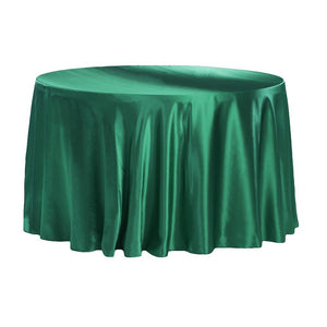 Satin 120" Round Tablecloth - Emerald Green