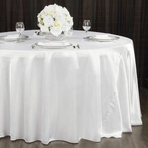Satin 120" Round Tablecloth - White