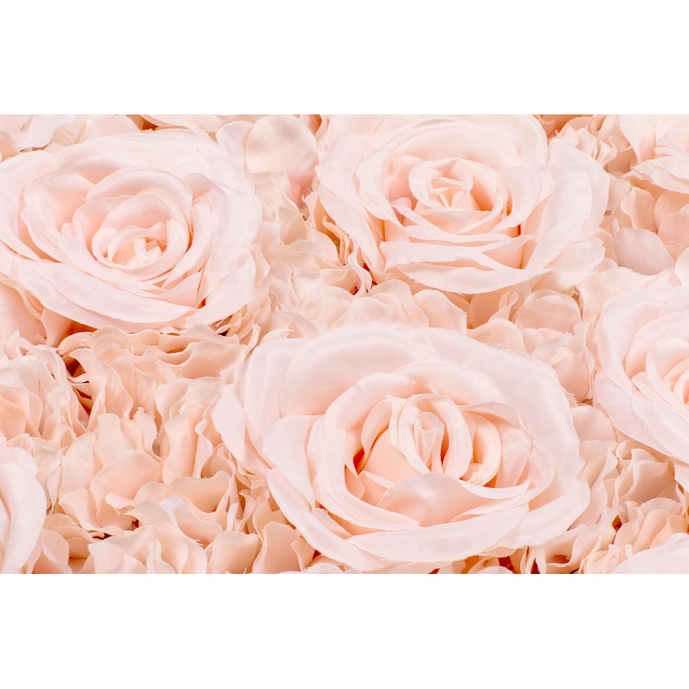 Silk Roses/Hydrangeas Light Pink Flower Wall Backdrop | CV Linens