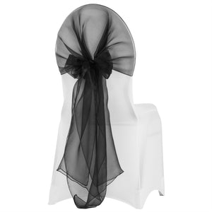 Snow Organza Chair Caps/Hoods – Black