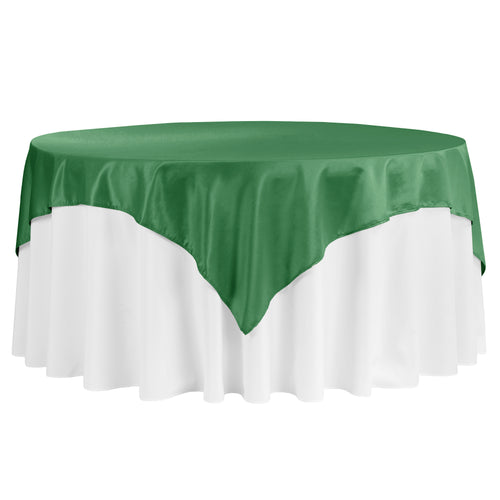 Square 72" Satin Table Overlay - Emerald Green