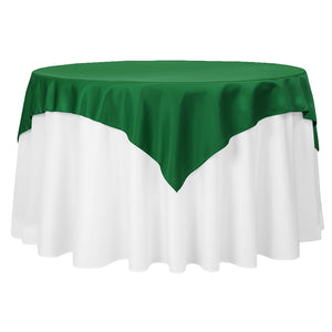 Square 72" Satin Table Overlay - Emerald Green