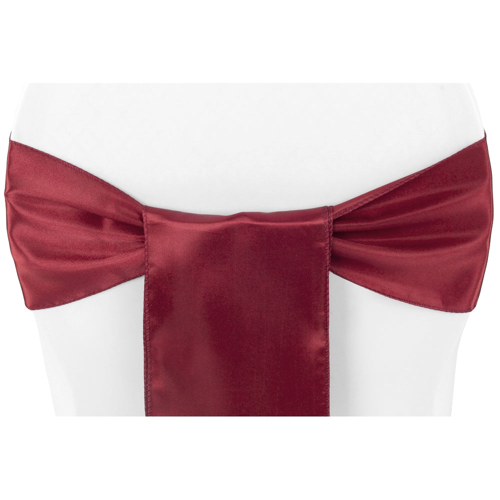 burgundy satin chair sashes