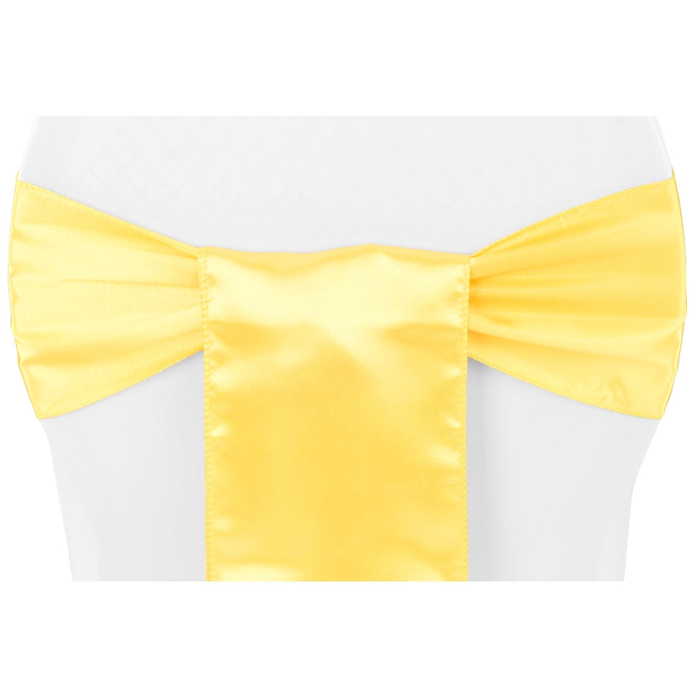 yellow satin chair sashes