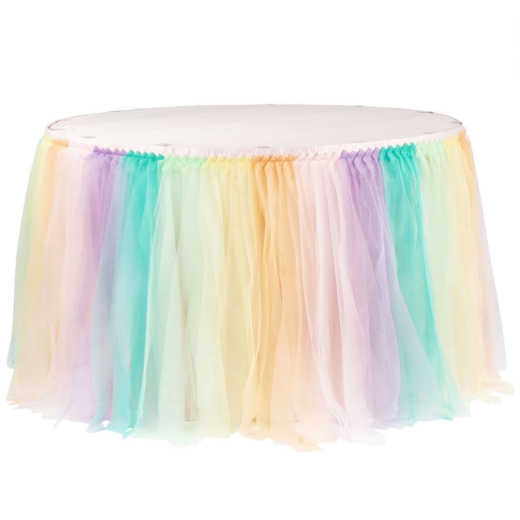 Tulle Tutu 17ft Table Skirt Pastel Rainbow Cv Linens 