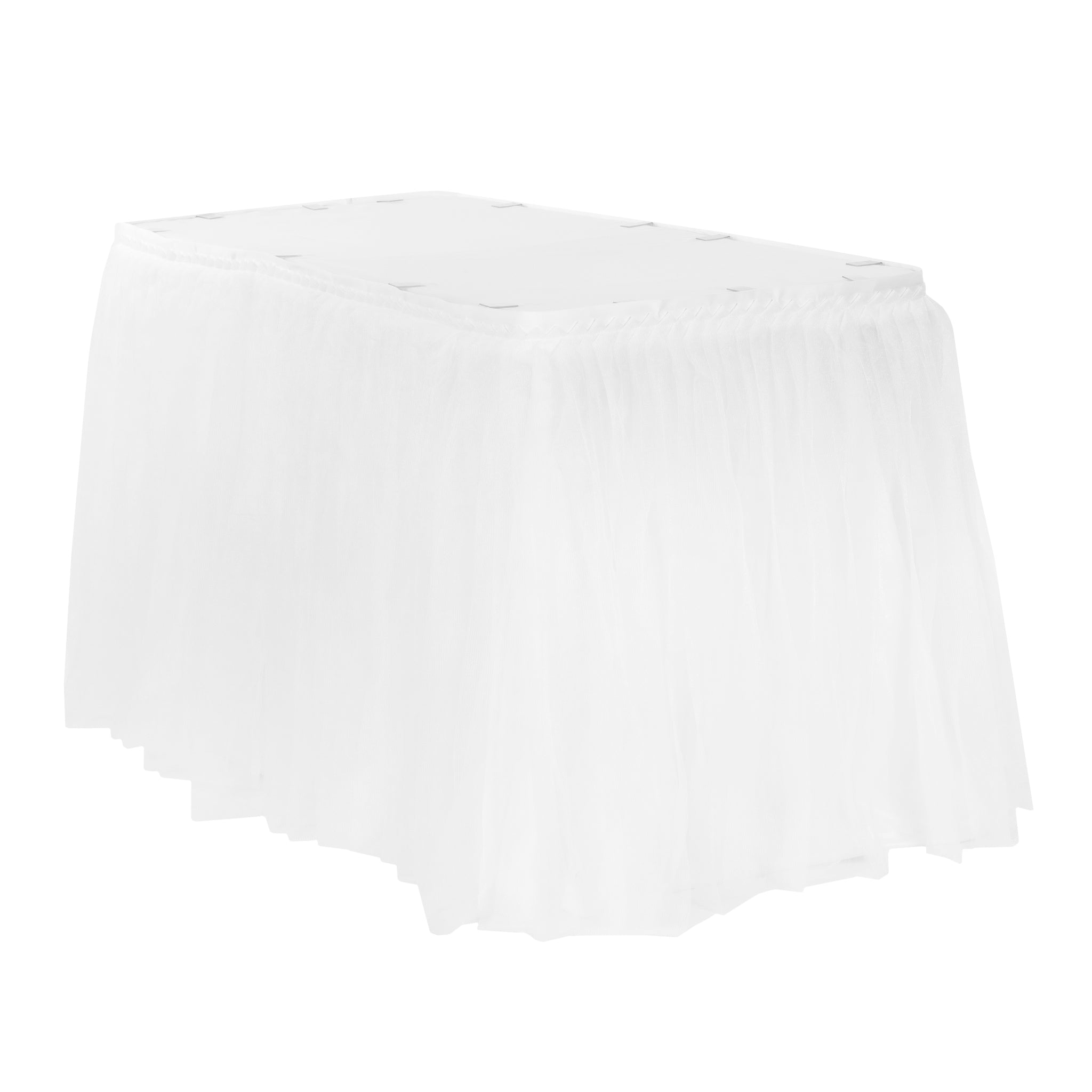 Tulle Tutu 14ft Table Skirt - White– CV Linens