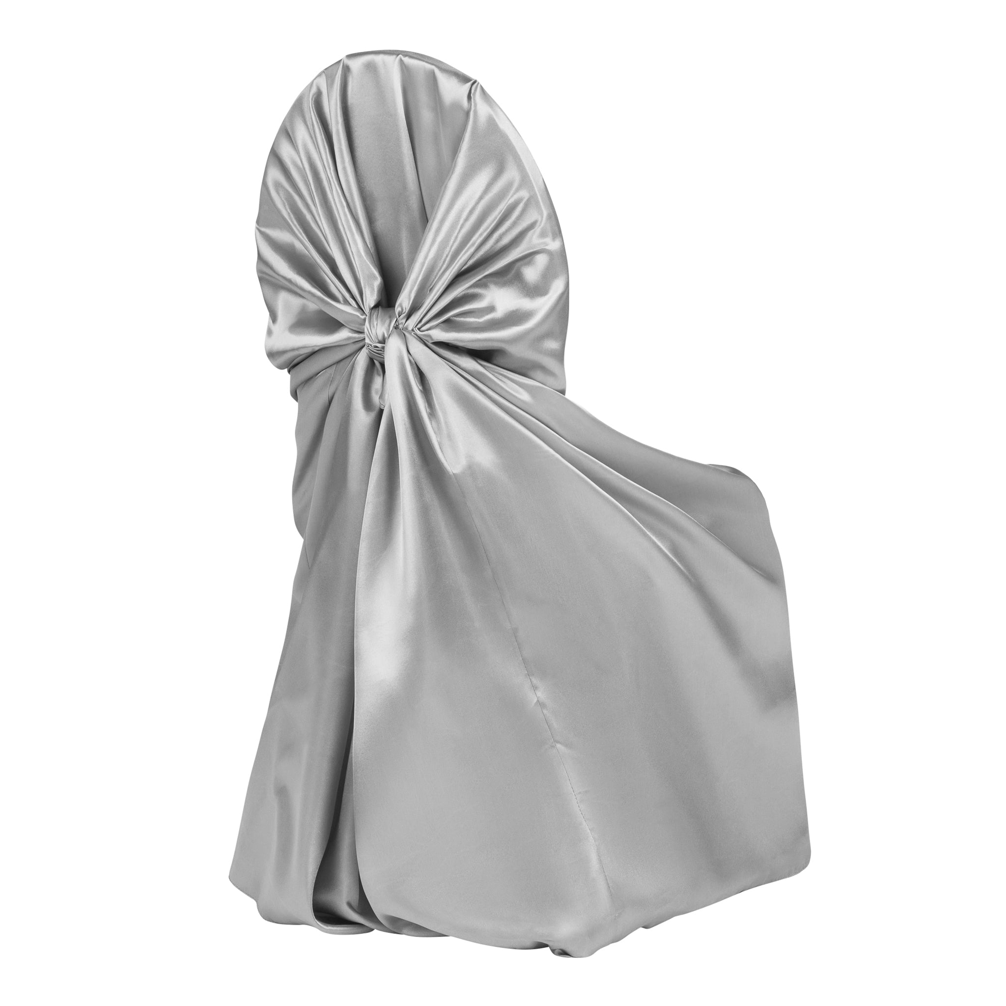 Universal Satin Self Tie Chair Cover - Silver