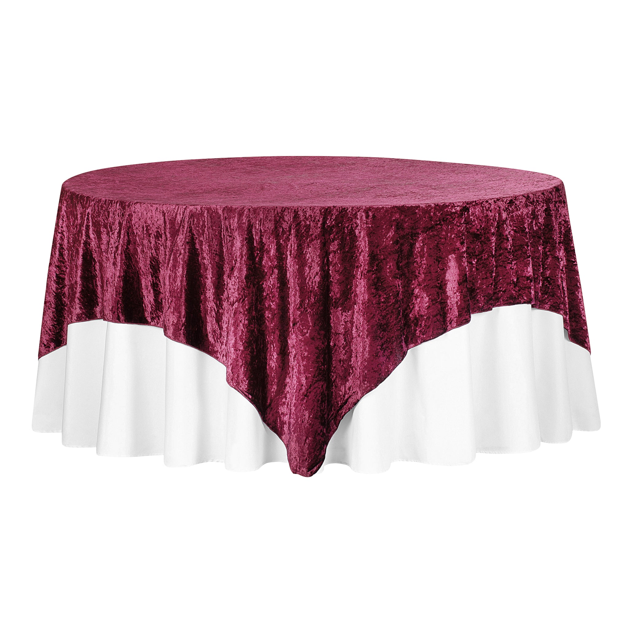 white tablecloth with red overlay