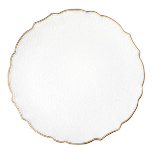 Victorian Embossed Acrylic Charger Plate - White Gold-Trimmed