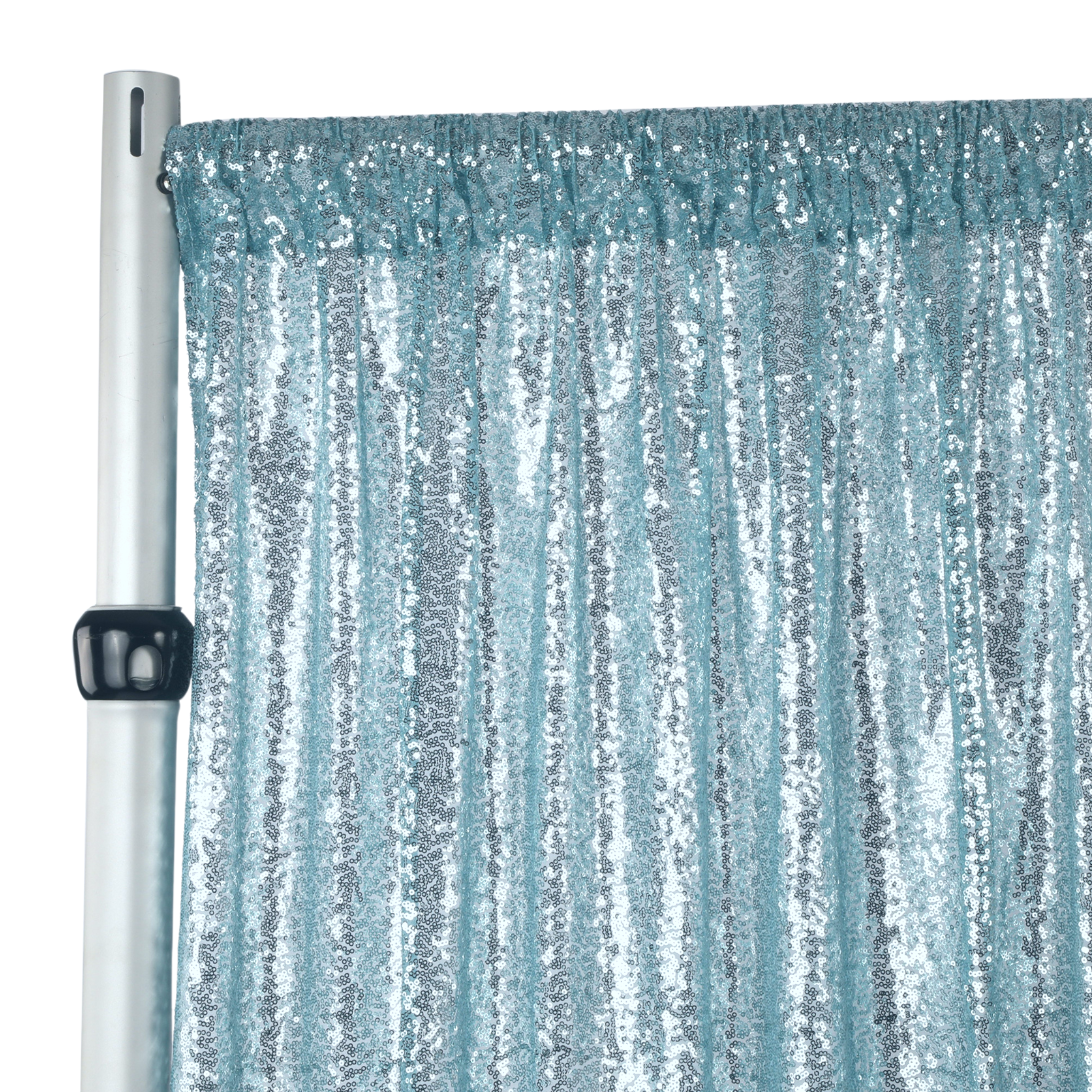 Image of Glitz Sequin Mesh Net 10ft H x 52" W Drape/Backdrop panel - Baby Blue