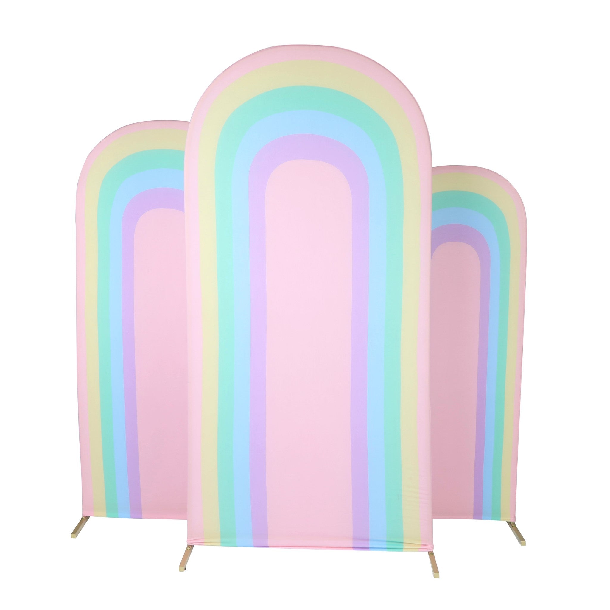 Image of Spandex Covers for Trio Arch Frame Backdrop 3pc/set - Pastel Rainbow