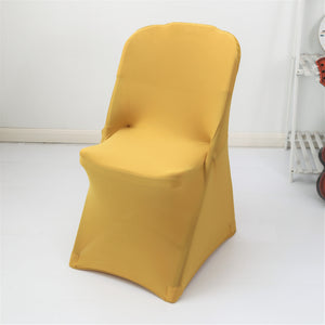 Shimmer Tinsel Folding Spandex Chair Cover - Gold