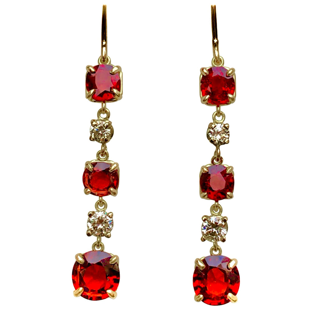 No Heat Red Spinel and Diamond Drop Earring 6.79 Carats ...