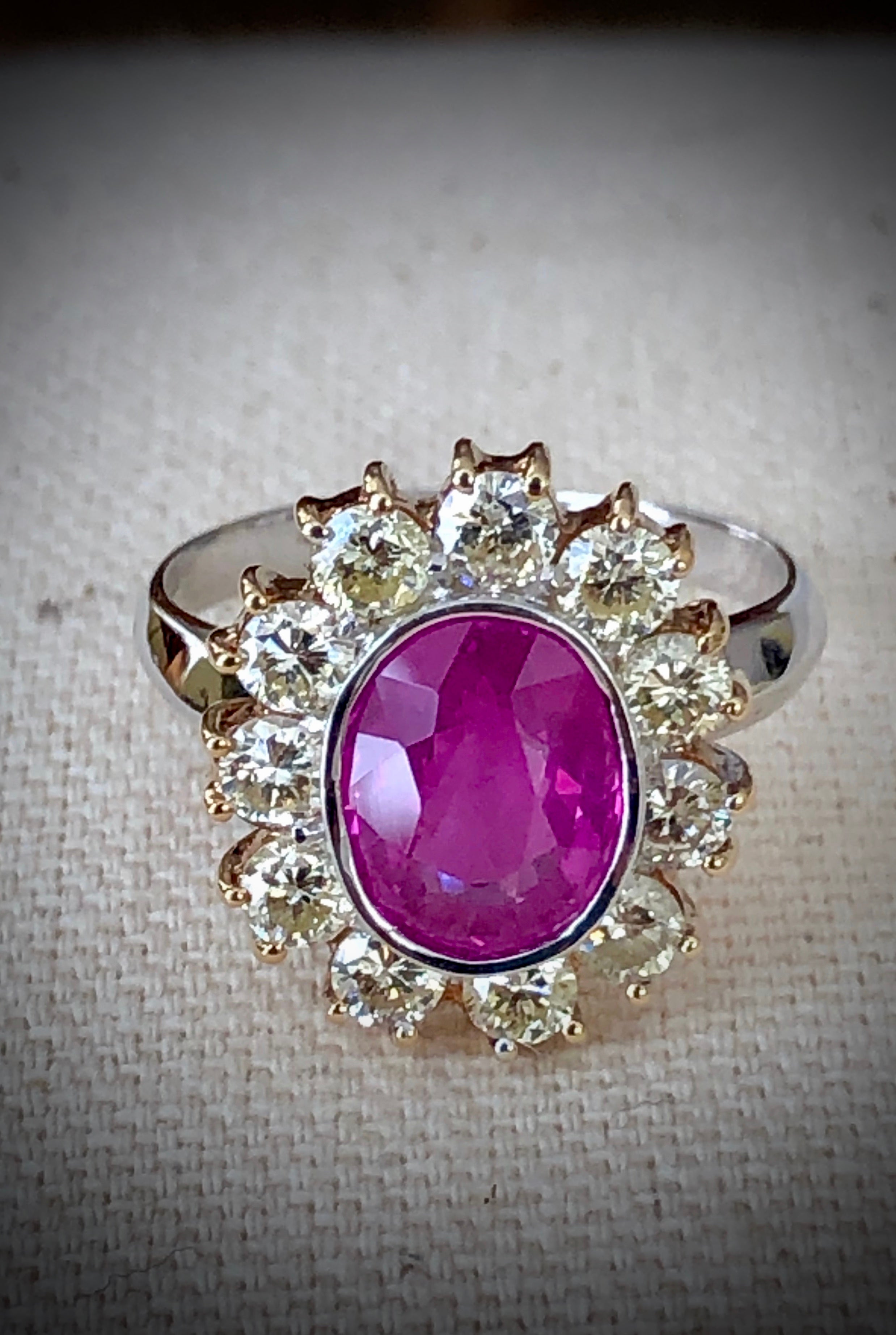 4.64 Carat Burma Pink Sapphire and Diamond Ring 18K Gold ...