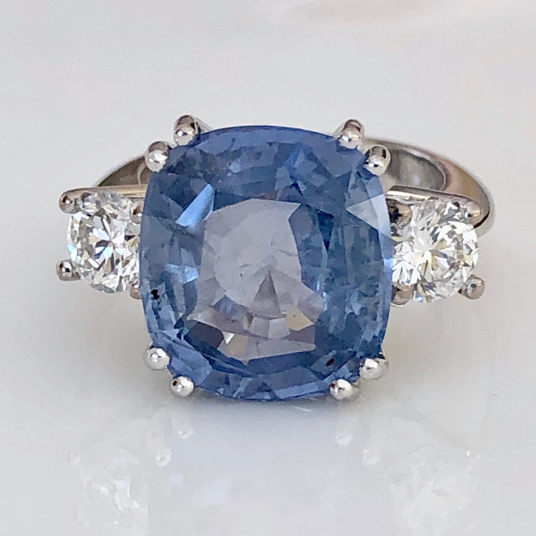 white gold and sapphire ring