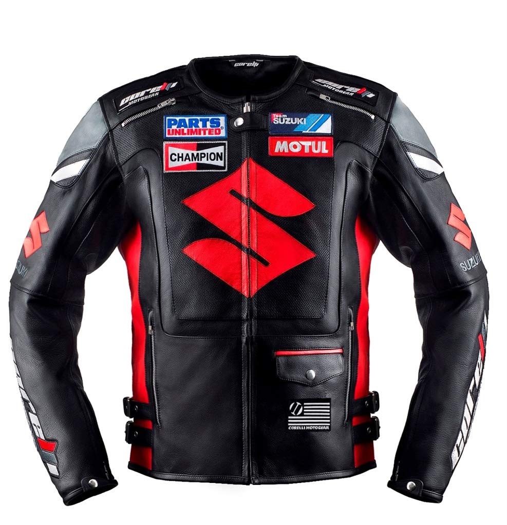 Red Suzuki Motul Motorcycle Leather racing Jacket | SPEEDYSTAR – speedystar