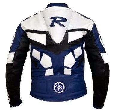 yamaha blue leather motorcycle jacket old style