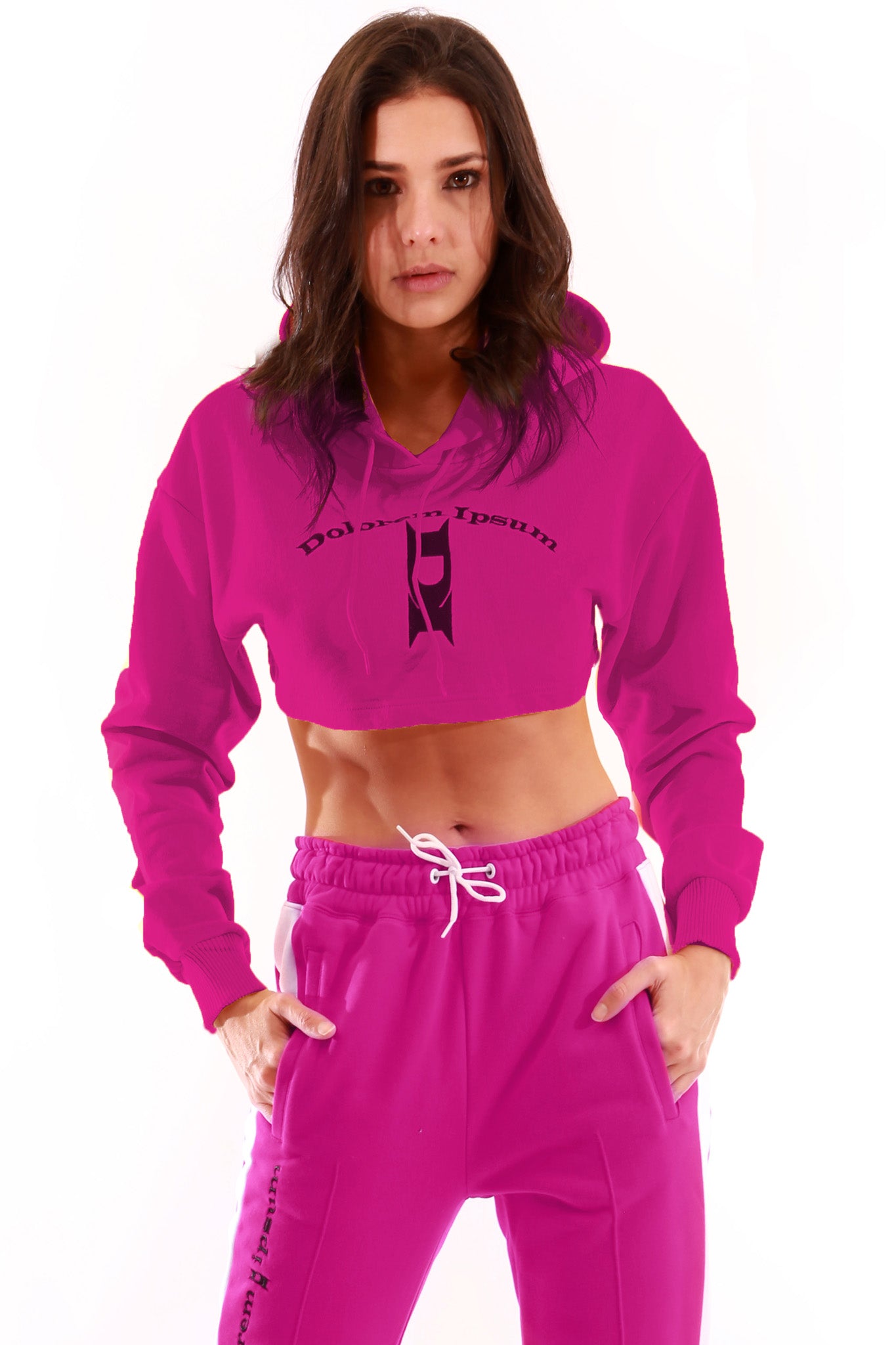 hot pink crop hoodie