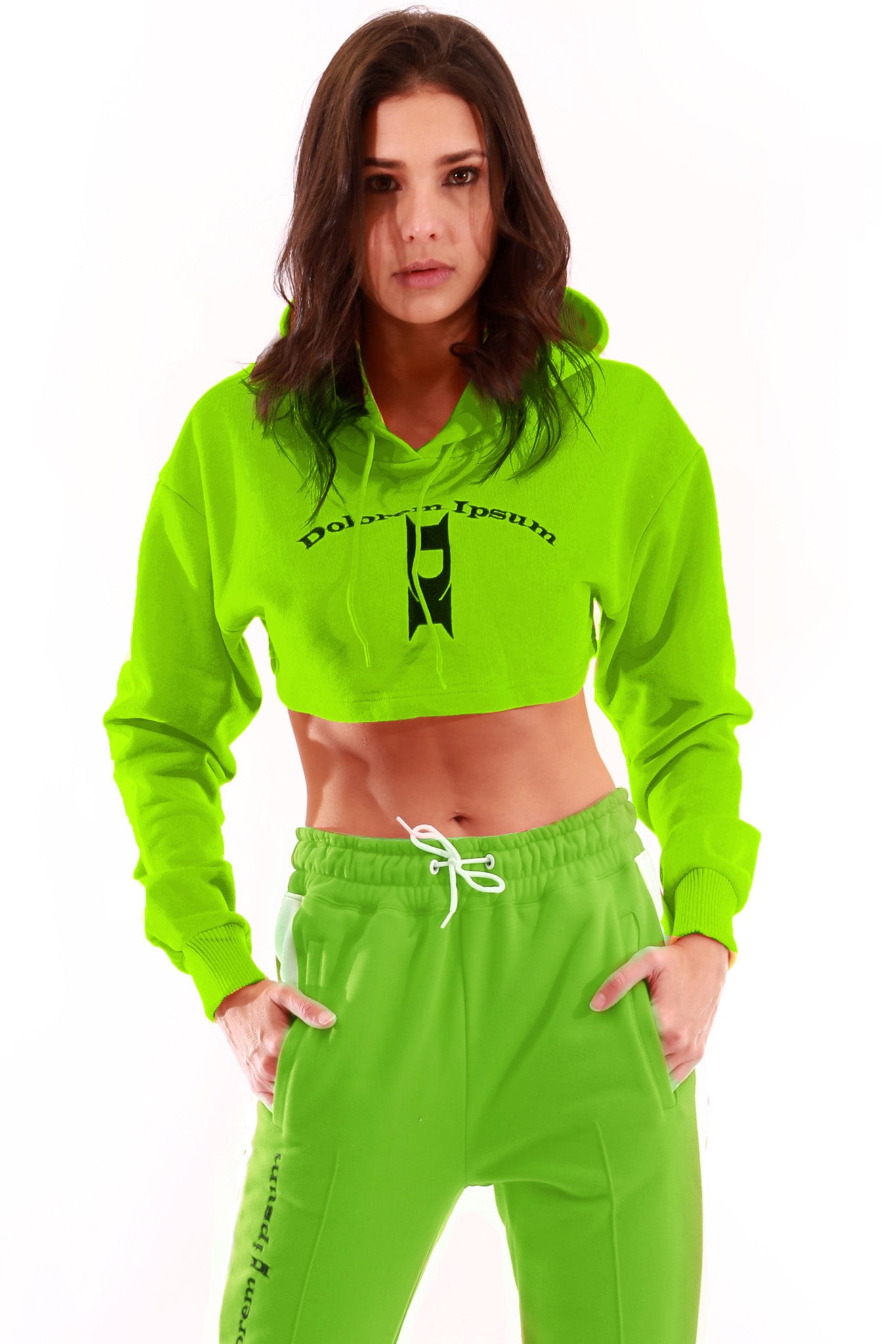 neon green crop hoodie