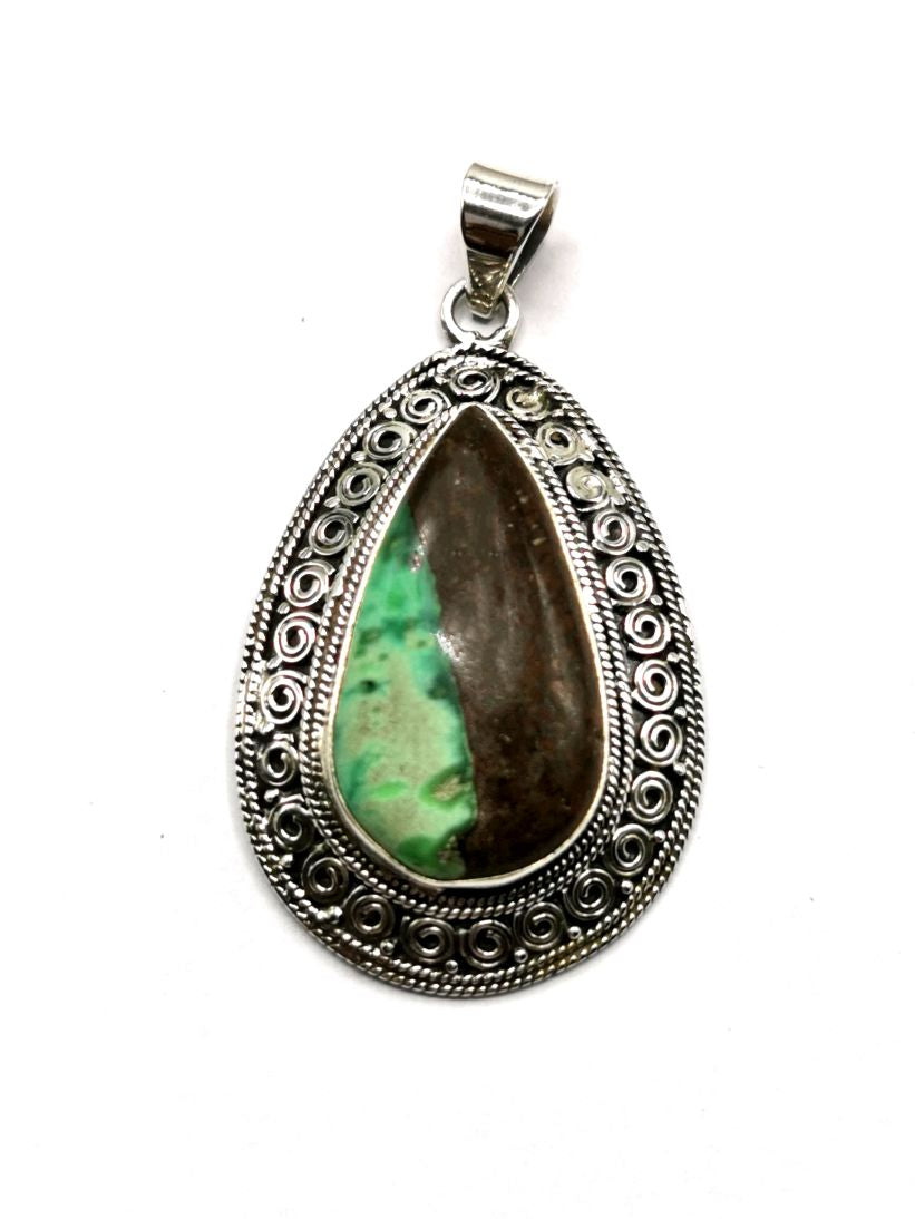 Silver Pendant with genuine Chrysoprase stone | gifts for her | gifts