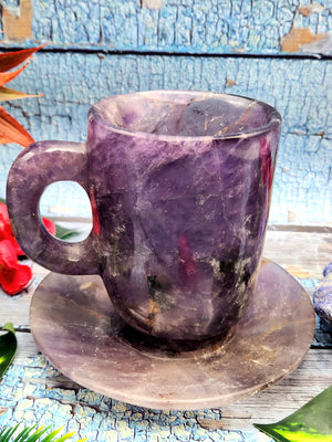 Natural Amethyst crystal Cup & Saucer - ONLY 1 Cup and 1 Saucer