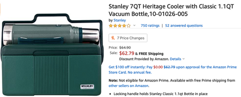 Stanley 7QT Heritage Cooler with Classic 1.1QT Vacuum Bottle - Used - -  Ourland Outdoor