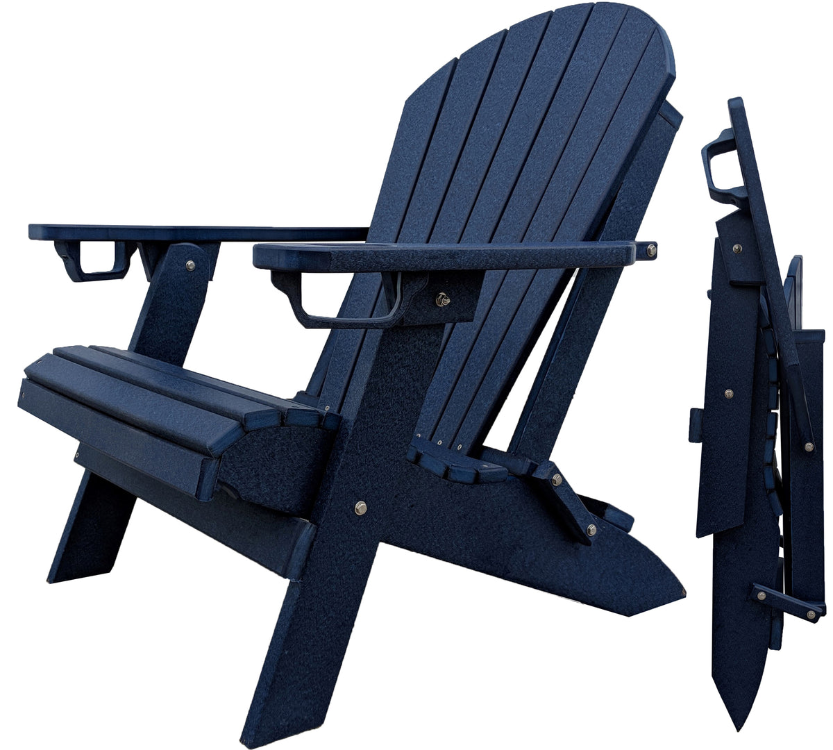 Unwind Edition Built-in cup holder Folding Poly Adirondack Chair 