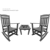grey duraweather three piece set of classic king size porch rockers with ice bucket end table quick ship