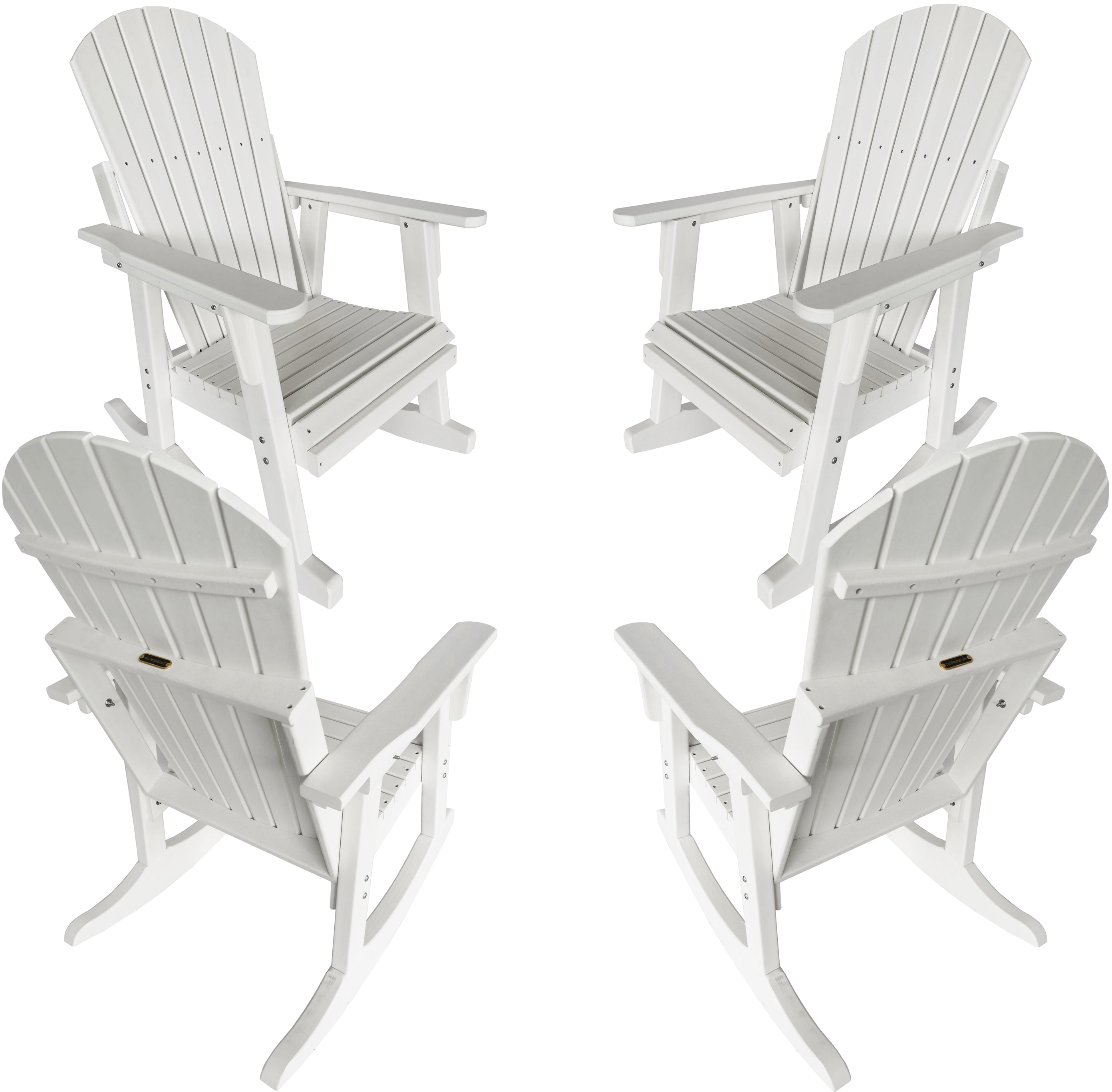 DuraWeather Poly Adirondack Porch Rocker I Outdoor Patio Furniture   Setof4AdirondackPorchRockerPolywoodinWhitebyDuraWeatherPoly 