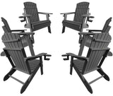 Set of 6 DuraWeather Poly&reg; King Size Folding Adirondack Chair With Collapsible Cup Holders