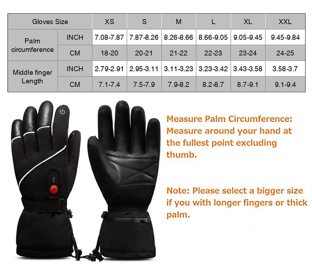 Leather Battery Ski Heated Gloves 51