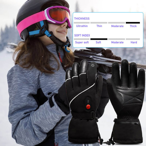 Leather Battery Ski Heated Gloves 7