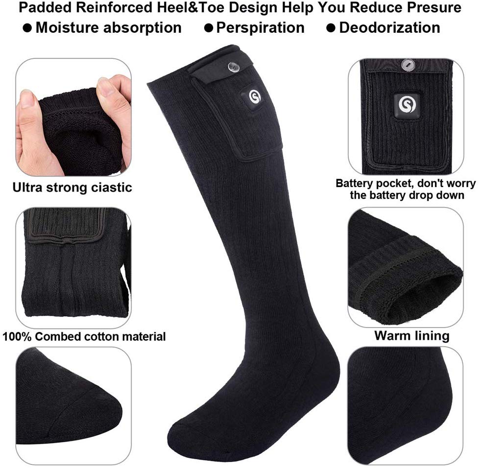 Savior 7.4V Battery Heated Socks | Unisex Foot Warmer Electric Ski Soc ...