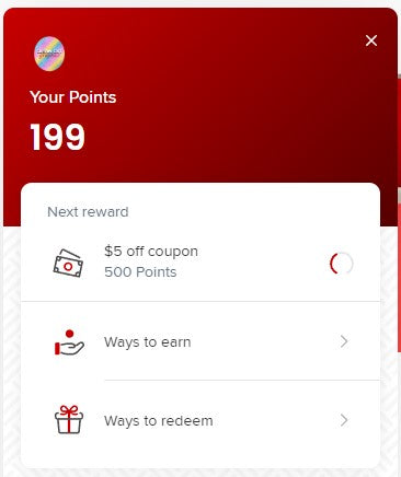 Rewards Box Displaying Points When Signed In