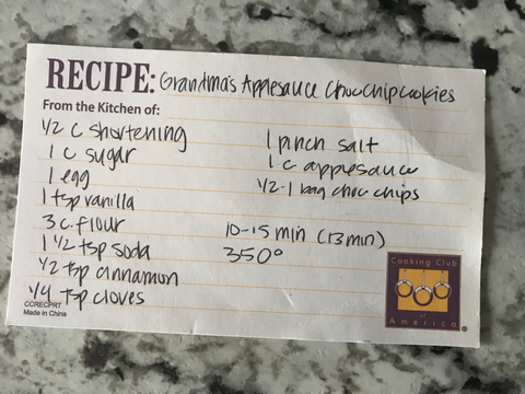 Applesauce Chocolate Chip Cookie Recipe