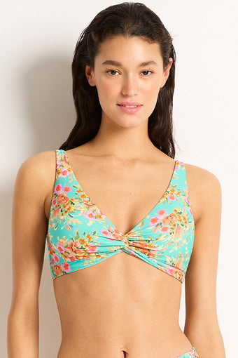 Tropical Paradise Bikini Top by Free, Multi Floral, Halterneck Bikini