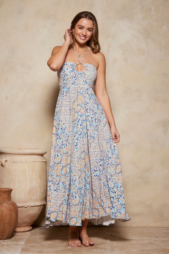 Serena Blue Floral Ruched Mesh Mini Dress – Beginning Boutique US