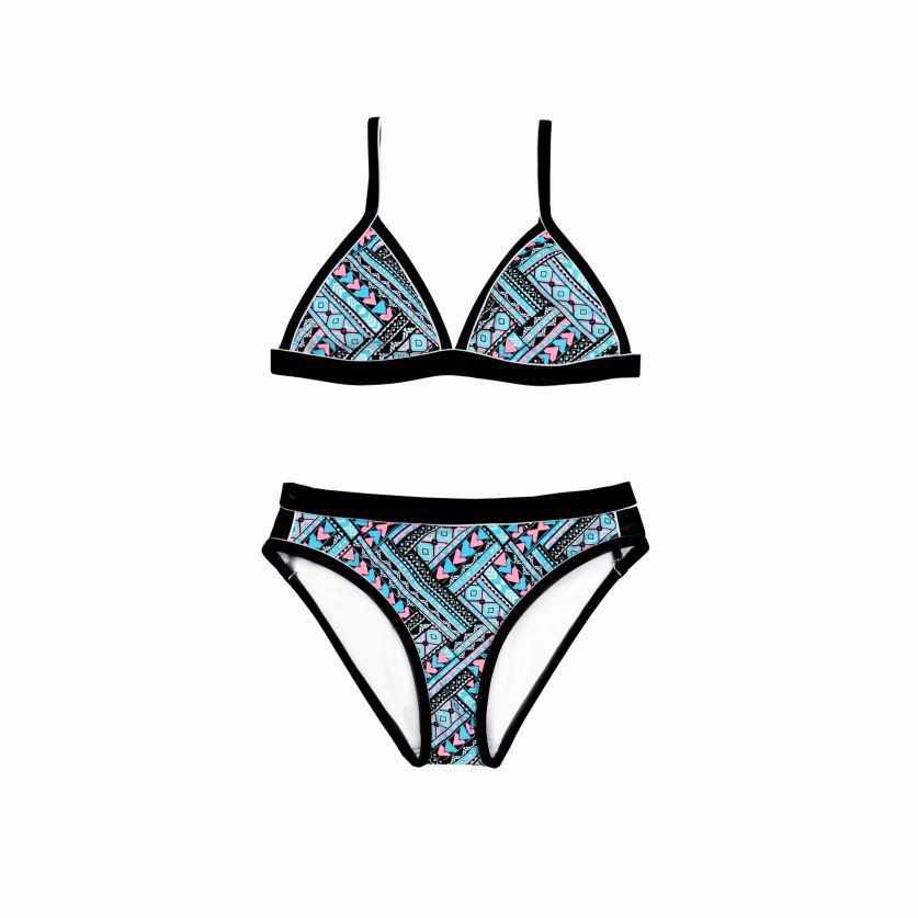 Salty Ink Girls Tri Bikini - Geo Tribe - Splish Splash Swimwear