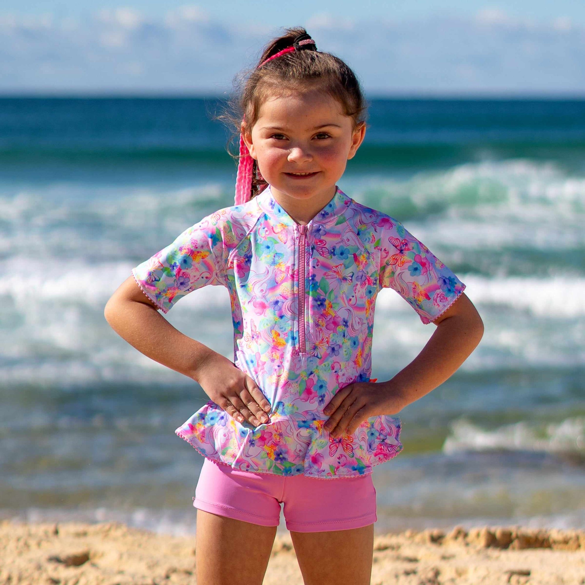 Girls 2-7 Fairy Beach Long Sleeve UPF 50 Rash Vest Set