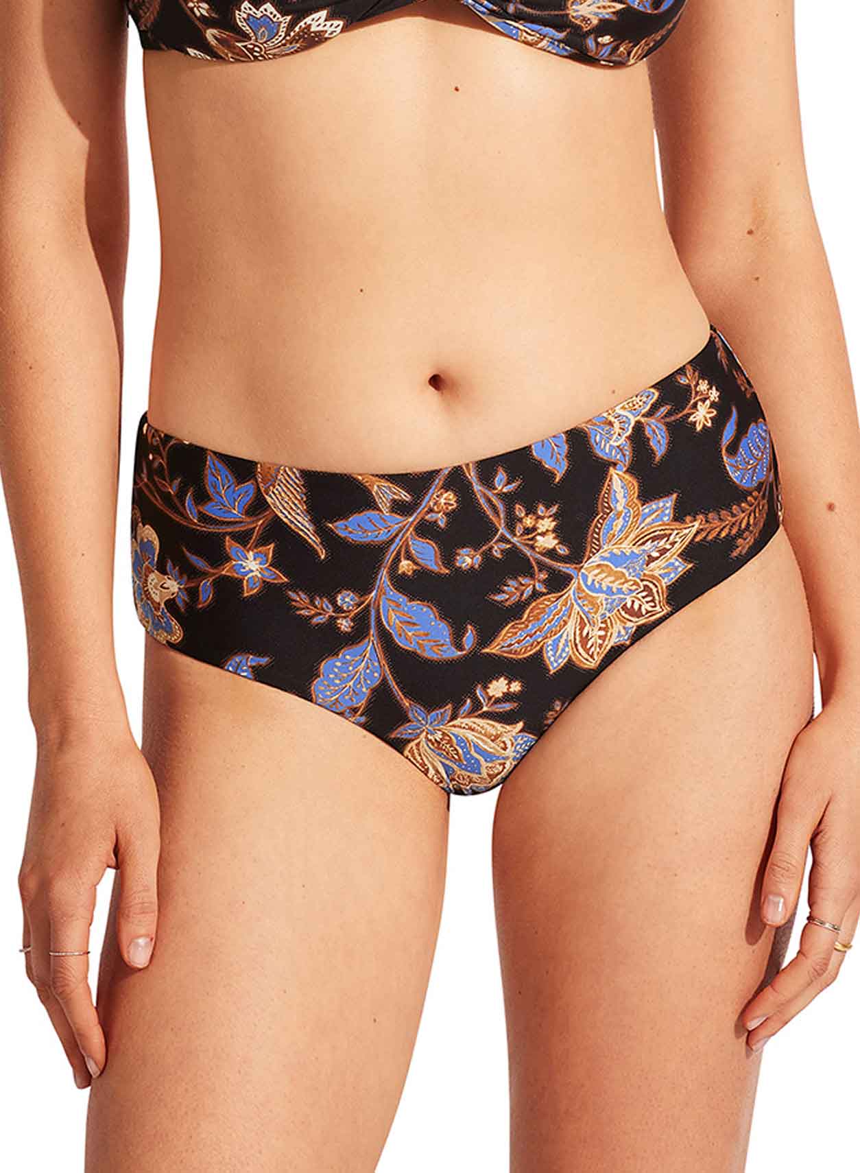 Riad Reversible Bikini Bottoms, Navy Blue Swimwear