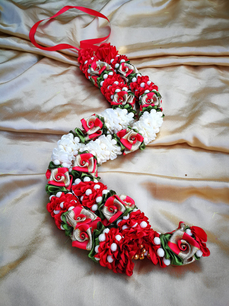 White Red Milini Haar Artificial Necklace Garland Flowers Www