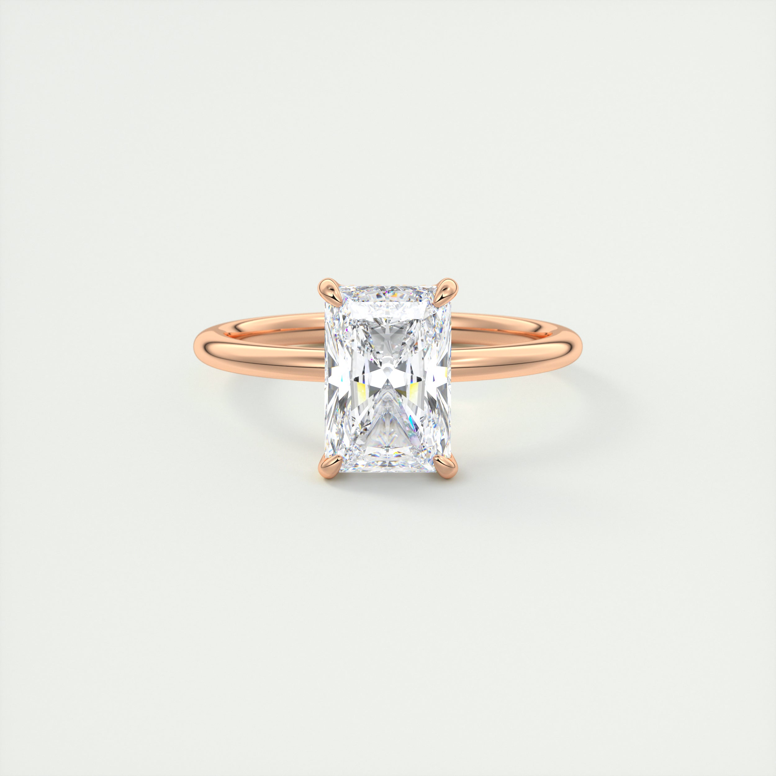 Double Cherry Blossom - Hidden Halo Pave Ring - Radiant