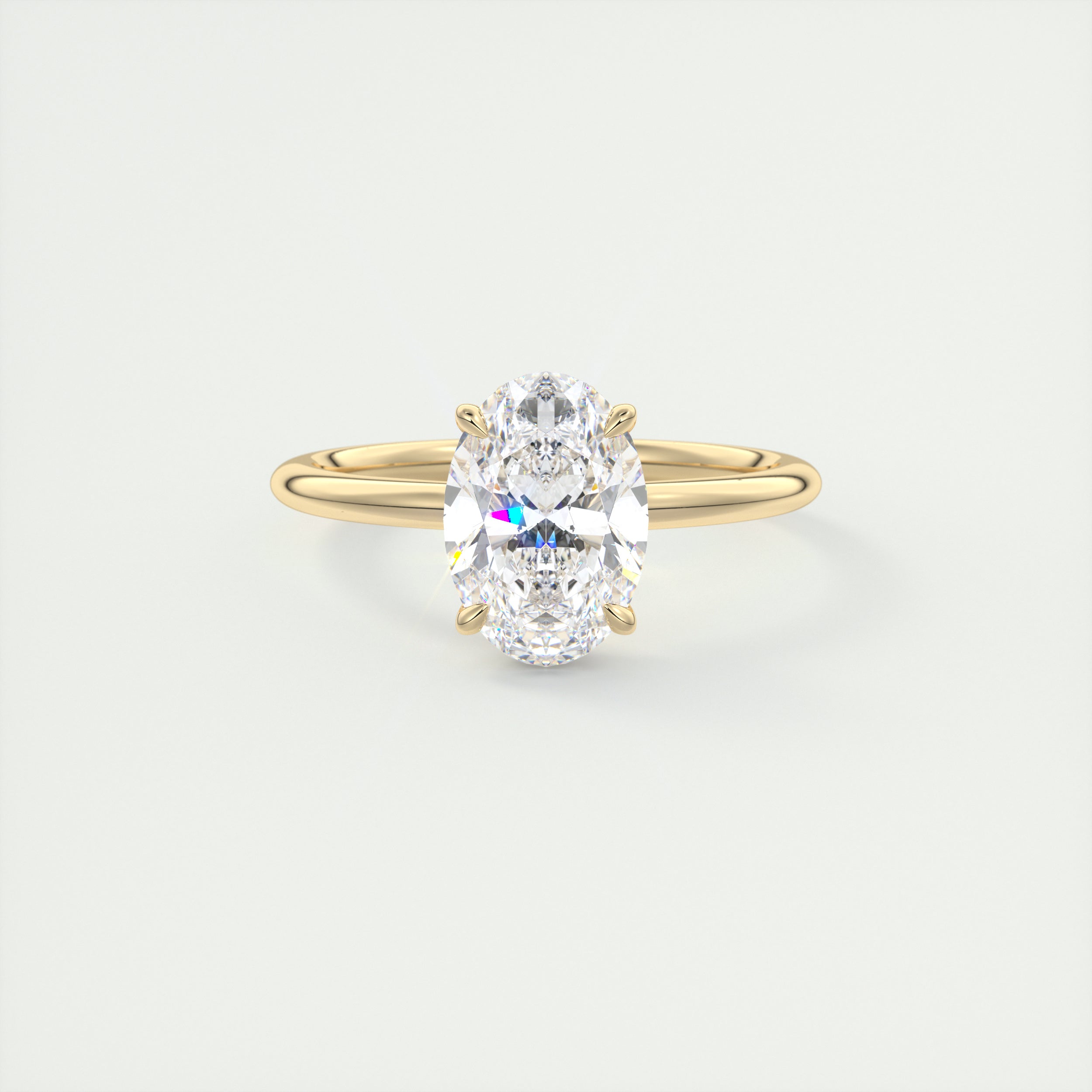 north south oval claw prong plunge pave low profile modern frank darling engagement ring solitaire yellow gold