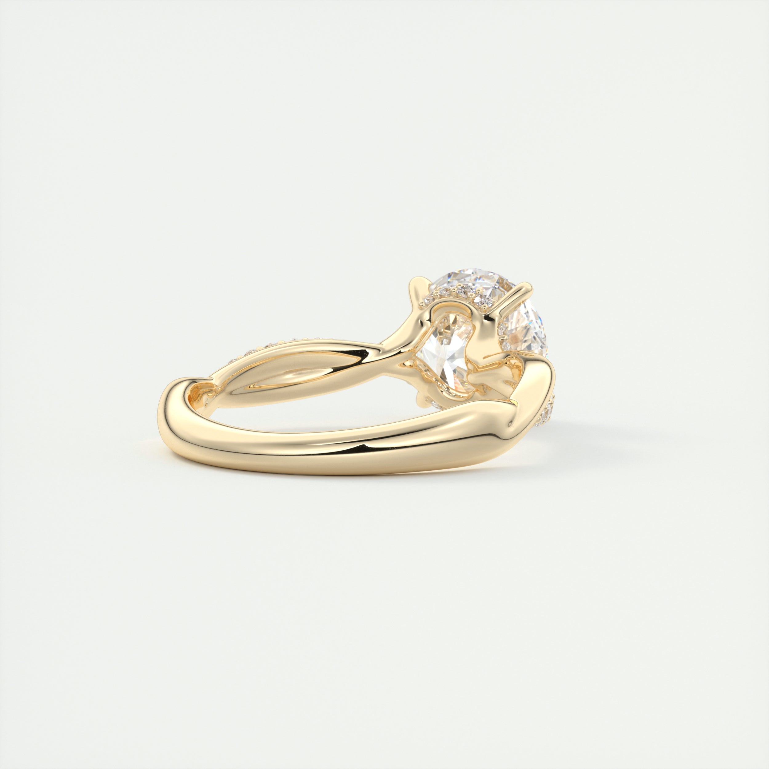 custom Semi mount Ring Diamond Under Halo 14K Rose Gold oval