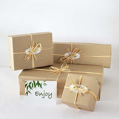 Gift wrapping  with gum leaf card