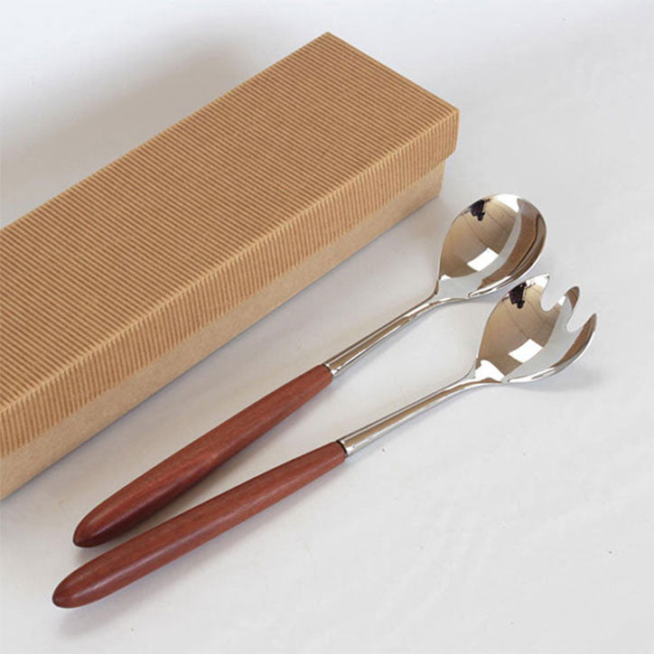 Stafford Redgum and Stainless Steel Salad Servers