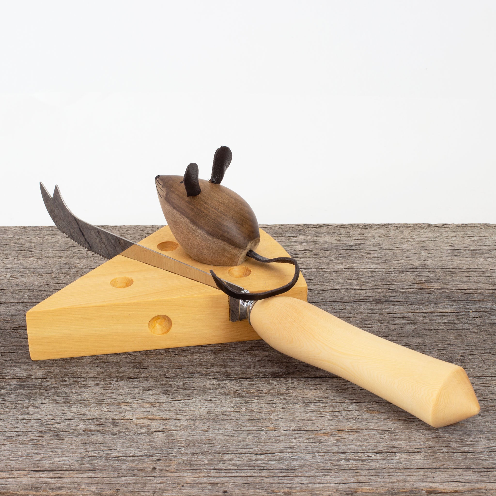 Huon Pine Cheese Knife & Cheese Rest with Mouse