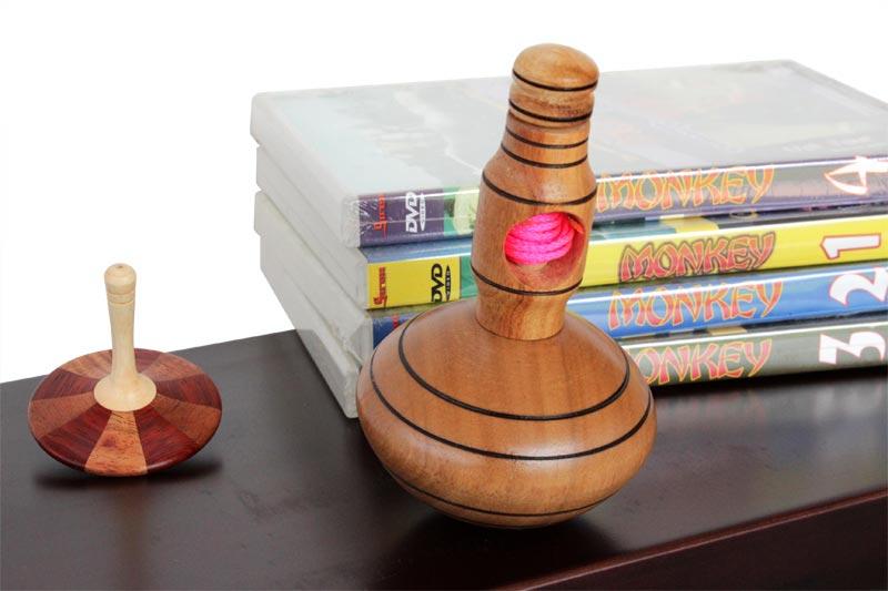 wooden top with pull string